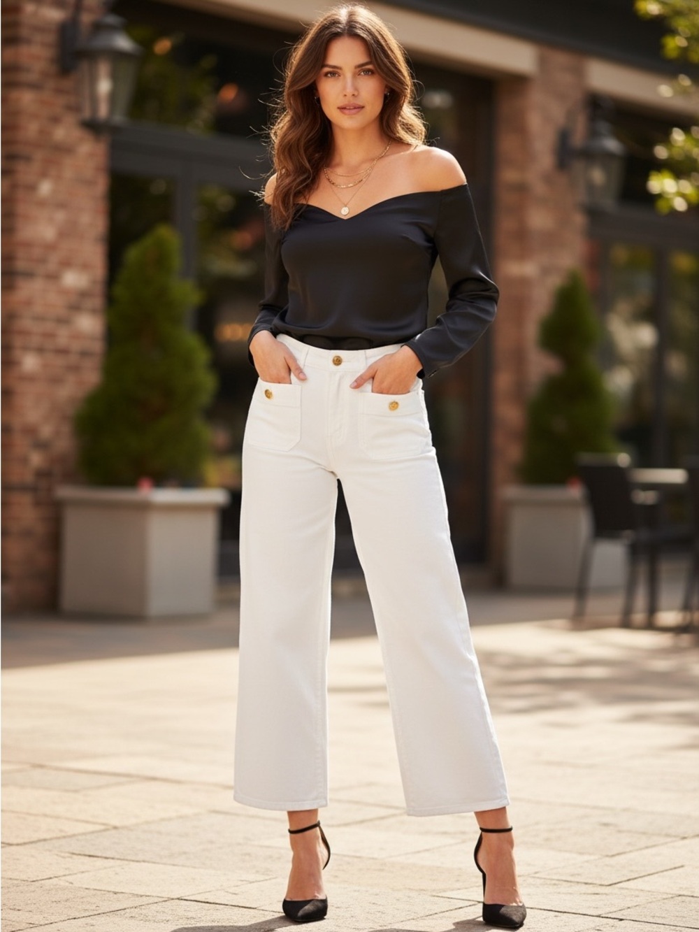 J.Crew Full Length Slim Wide-Leg White Jeans - Size 30